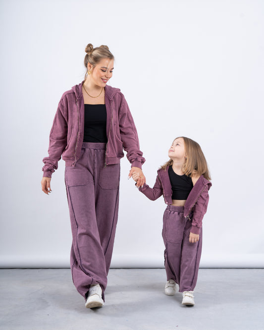 Acid-Wash Wide-Leg Pants