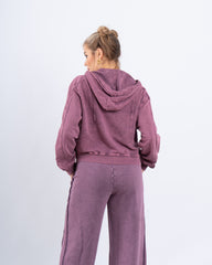 Acid-Wash Zip-Up Hoodie