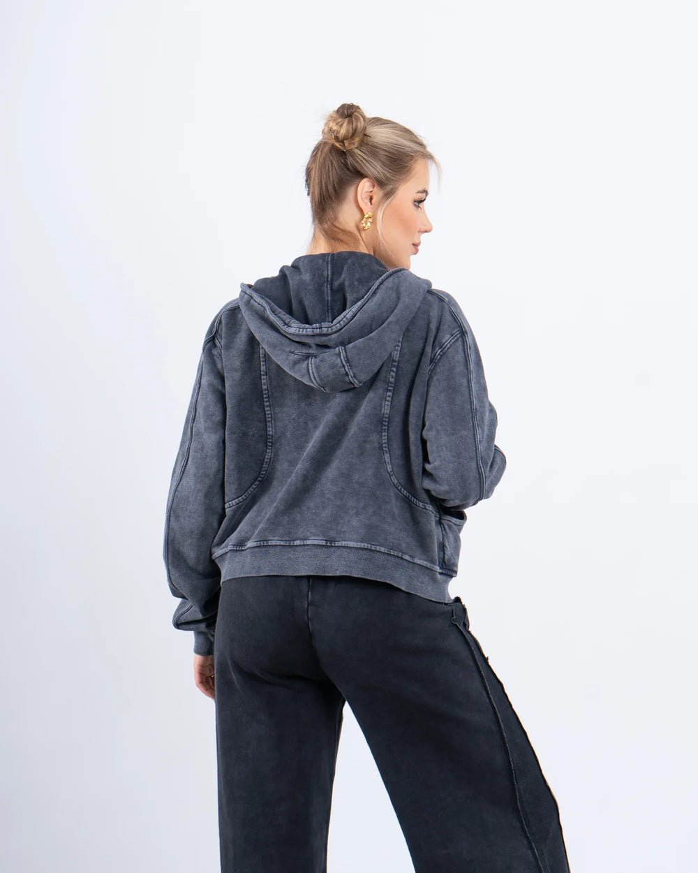 Acid-Wash Zip-Up Hoodie - Venti