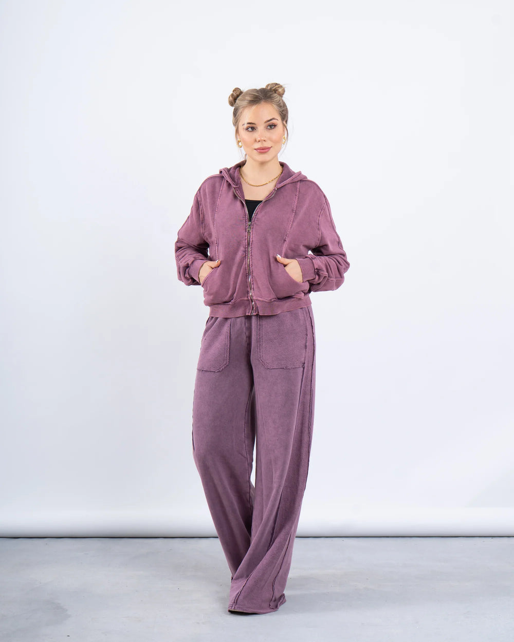 Acid-Wash Zip-Up Hoodie - Venti