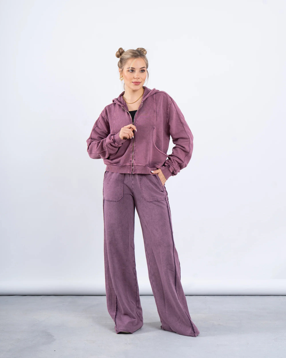 Acid-Wash Zip-Up Hoodie - Venti