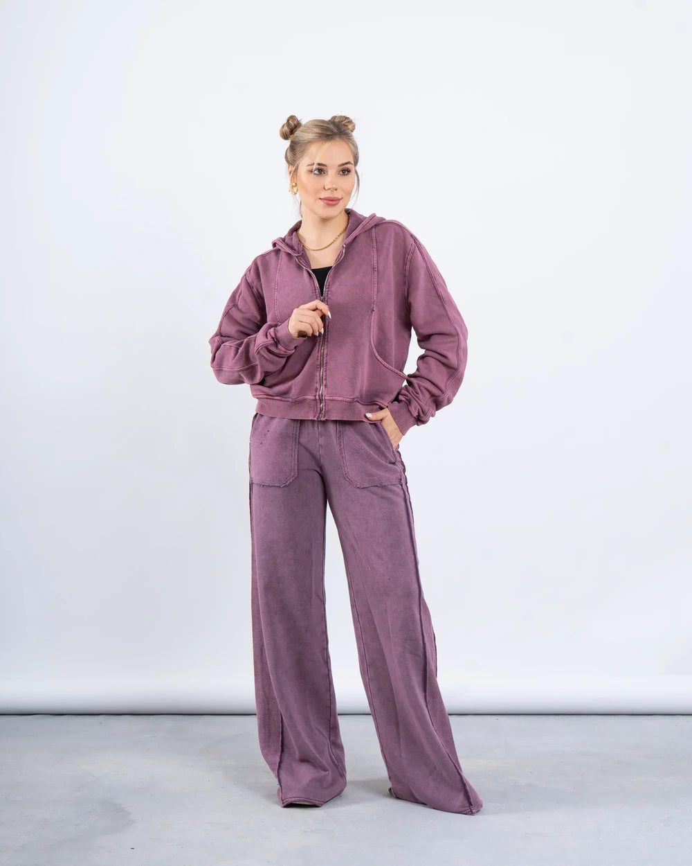 Acid-Wash Zip-Up Hoodie - Venti