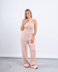 Cross-Neck Belted Jumpsuit