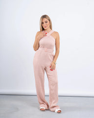 Cross-Neck Belted Jumpsuit - Venti
