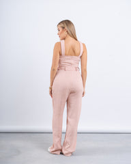 Cross-Neck Belted Jumpsuit