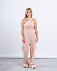 Cross-Neck Belted Jumpsuit
