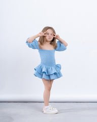 Off-Shoulder Smocked Ruffle Dress
