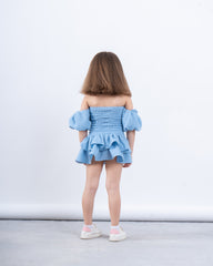 Off-Shoulder Smocked Ruffle Dress