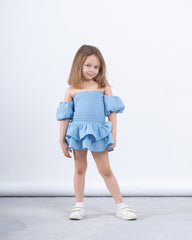 Off-Shoulder Smocked Ruffle Dress