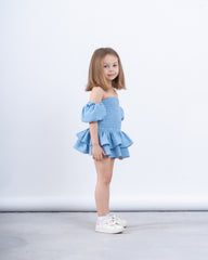 Off-Shoulder Smocked Ruffle Dress