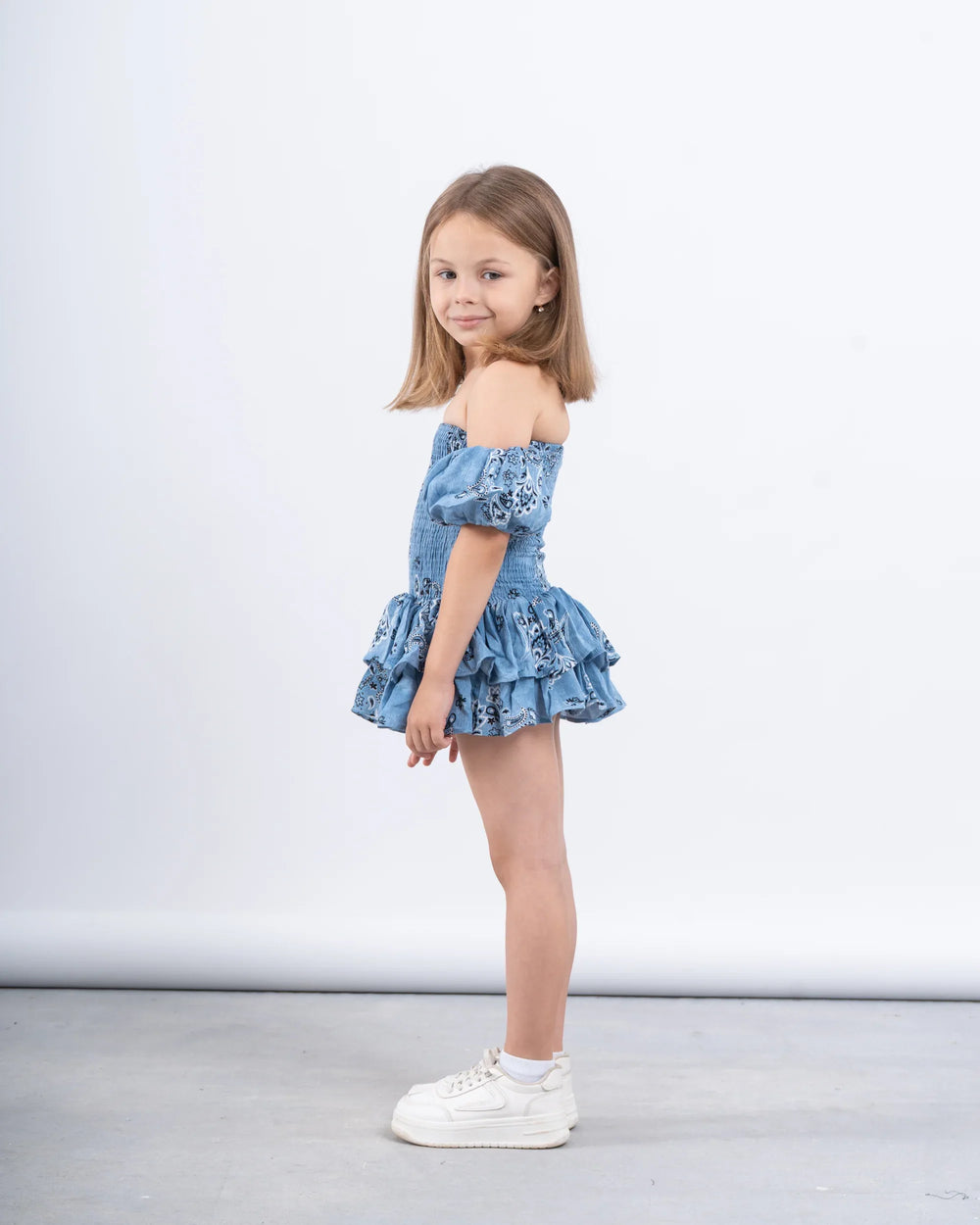 Printed Smocked Ruffle Dress - Venti