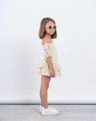 Off-Shoulder Smocked Lace Dress - Venti