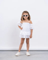 Off-Shoulder Smocked Lace Dress - Venti
