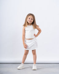 Side Tie Linen Skort