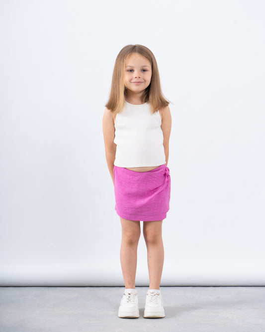 Side Tie Linen Skort