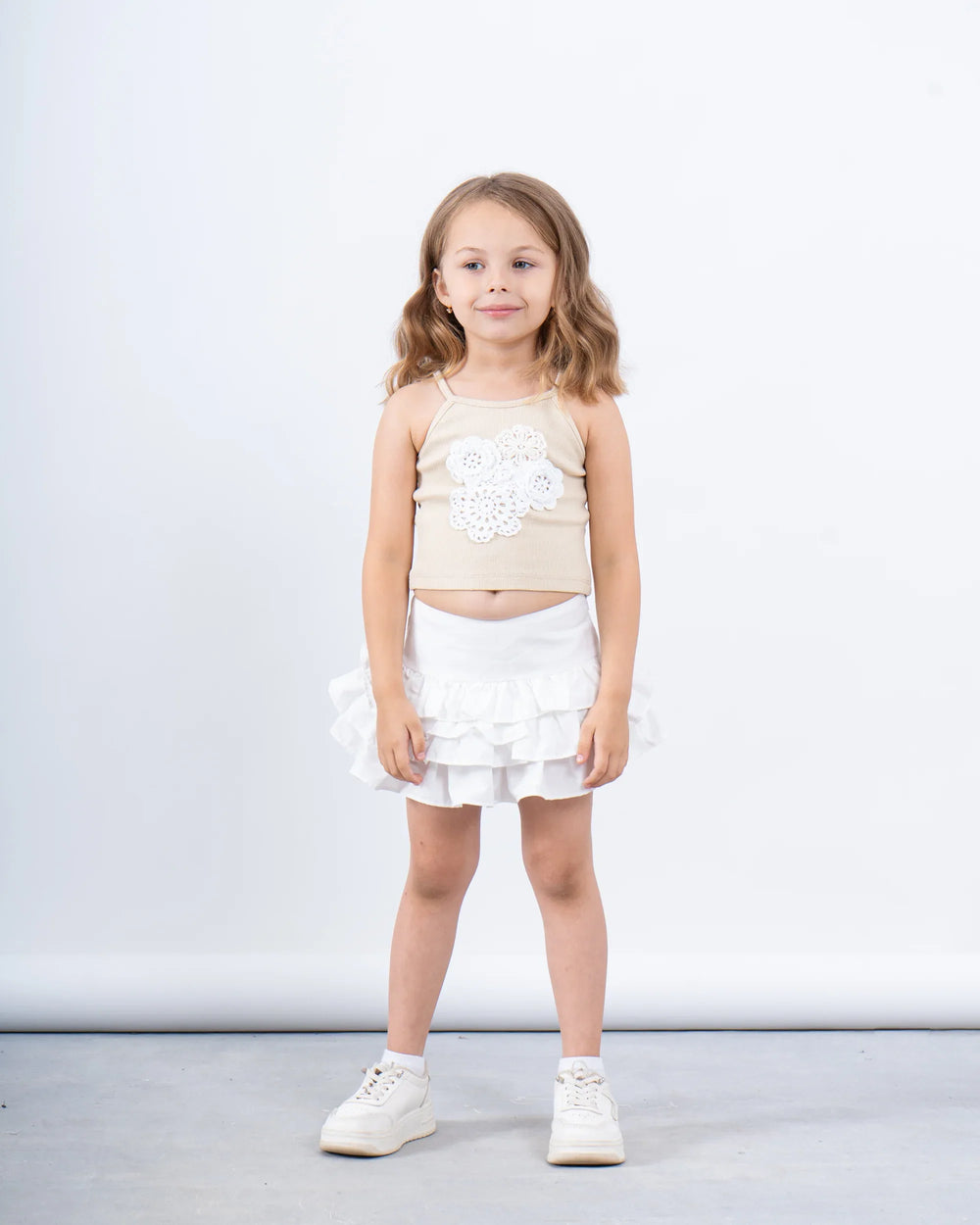 Crochet Flower Ribbed Halter Top - Venti