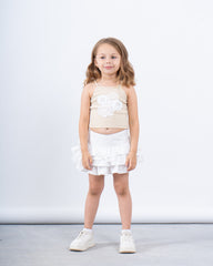 Crochet Flower Ribbed Halter Top