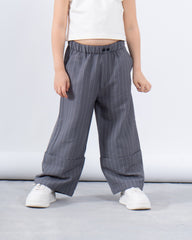 Pinstripe Wide-Leg Fold Leg Pants