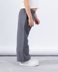 Pinstripe Wide-Leg Fold Leg Pants