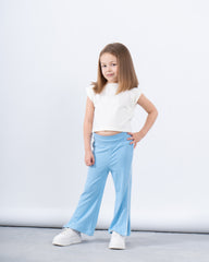 Ribbed Flared Pants With Side Slit