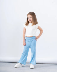 Ribbed Flared Pants With Side Slit - Venti