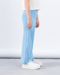 Ribbed Flared Pants With Side Slit