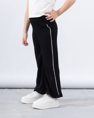 Ribbed Flared Pants With Side Slit