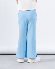 Ribbed Flared Pants With Side Slit