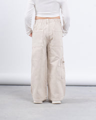 Washed Wide-Leg Cargo Pants