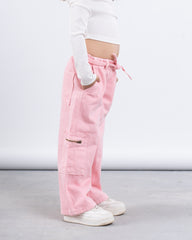 Washed Wide-Leg Cargo Pants