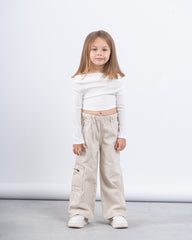 Washed Wide-Leg Cargo Pants