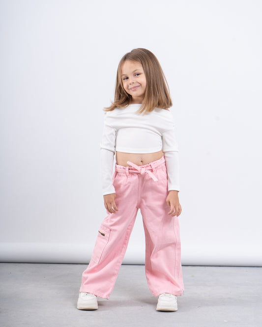 Washed Wide-Leg Cargo Pants