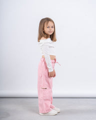 Washed Wide-Leg Cargo Pants