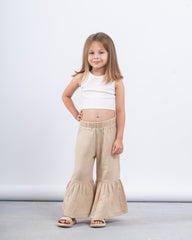 Ruffled Wide-Leg Pants