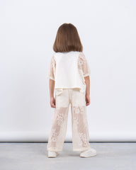 Sheer Lace Wide-Leg Pants