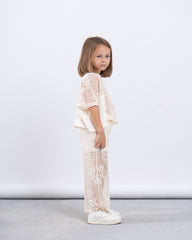 Sheer Lace Wide-Leg Pants