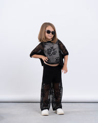 Sheer Lace Wide-Leg Pants