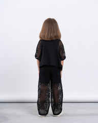 Sheer Lace Wide-Leg Pants