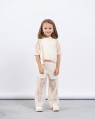 Sheer Lace Wide-Leg Pants