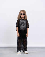 Sheer Lace Wide-Leg Pants