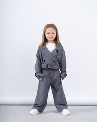 Pinstripe Cropped Trench Jacket