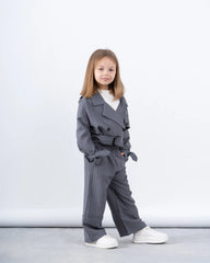 Pinstripe Cropped Trench Jacket - Venti