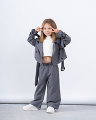 Pinstripe Cropped Trench Jacket
