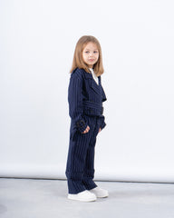 Pinstripe Cropped Trench Jacket