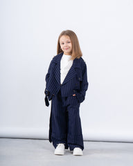 Pinstripe Cropped Trench Jacket