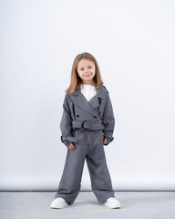 Pinstripe Cropped Trench Jacket