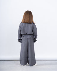 Pinstripe Cropped Trench Jacket