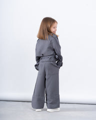 Pinstripe Cropped Trench Jacket