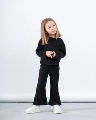 Ribbed Flared Pants With Side Slit - Venti