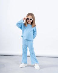 Ribbed Flared Pants With Side Slit - Venti